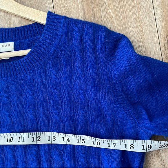 Kenar Womens Blue 2 Ply Cashmere Cable Knit Sweater Pullover Size Medium - Picture 5 of 7